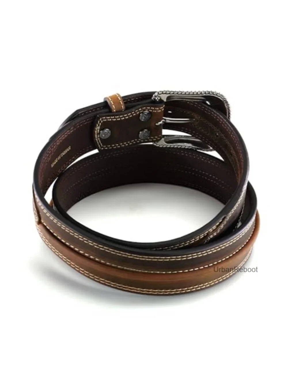 Distressed Leather Western Belt with Buckle - Men's